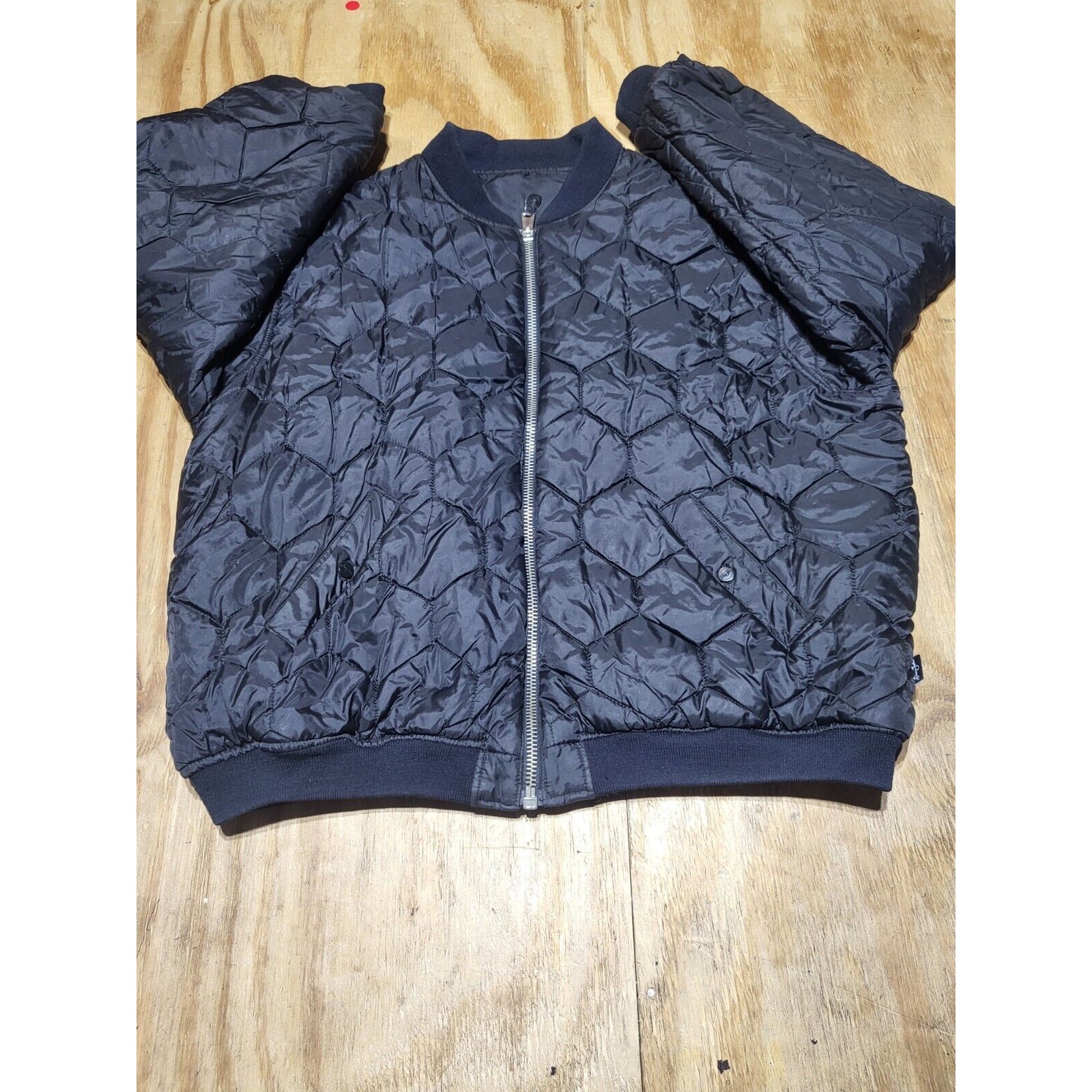 Vintage Y2k Sean John Reversible Quilted Bomber Aviator Jacket Black Men Xl @O